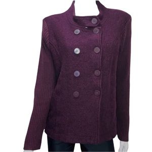 Linda Matthew’s Woman 100% Wool‎ Purple Double Breasted Jacket
